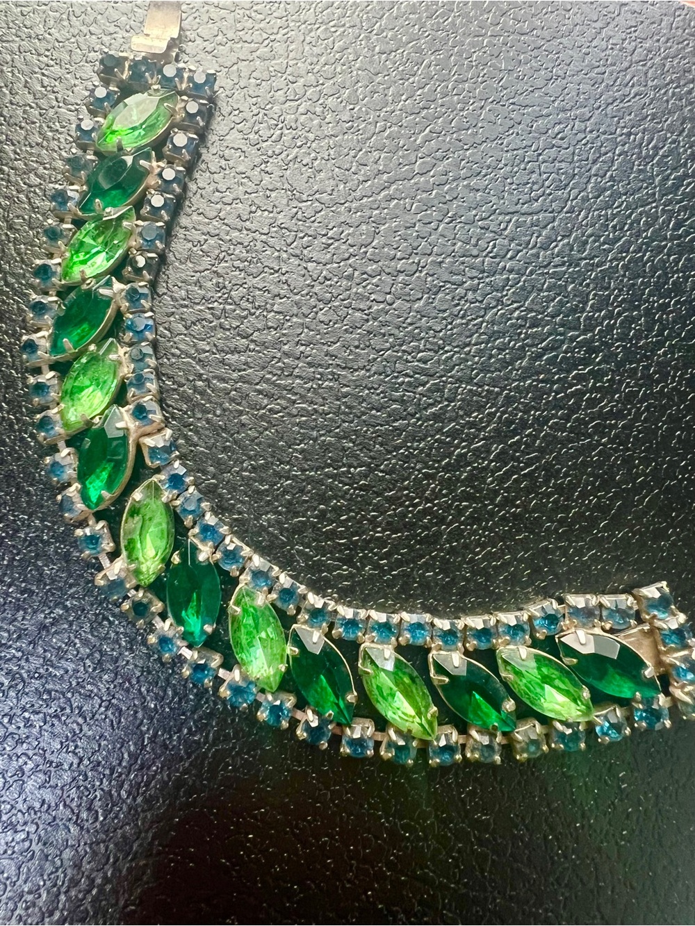 Estate Green and Teal Marquise Crystal Bracelet